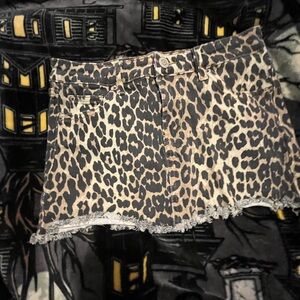 YMI Animal Print Denim Skirt